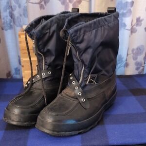 Men's Black Winter Boots - Lace & Zipper Closure